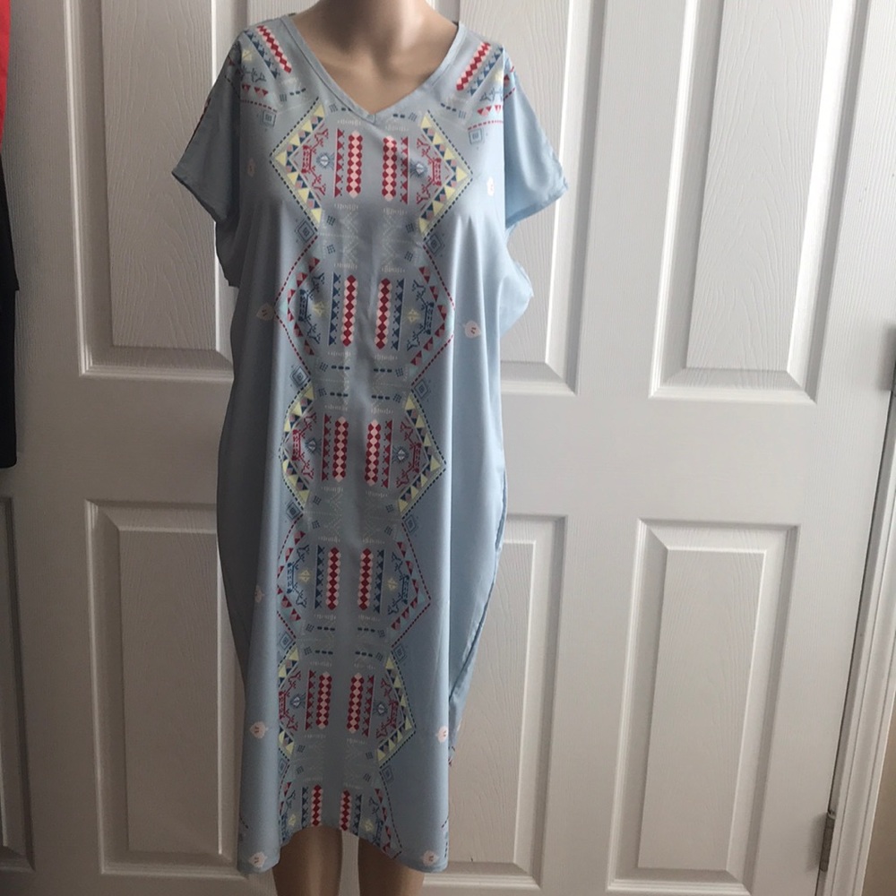 Midi Misslook Blue patterned Dress size Large